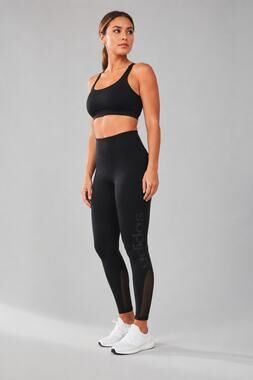 Adidas Climalite Leggings Black Mesh Logo Athletic Yoga Pants L Athleisure